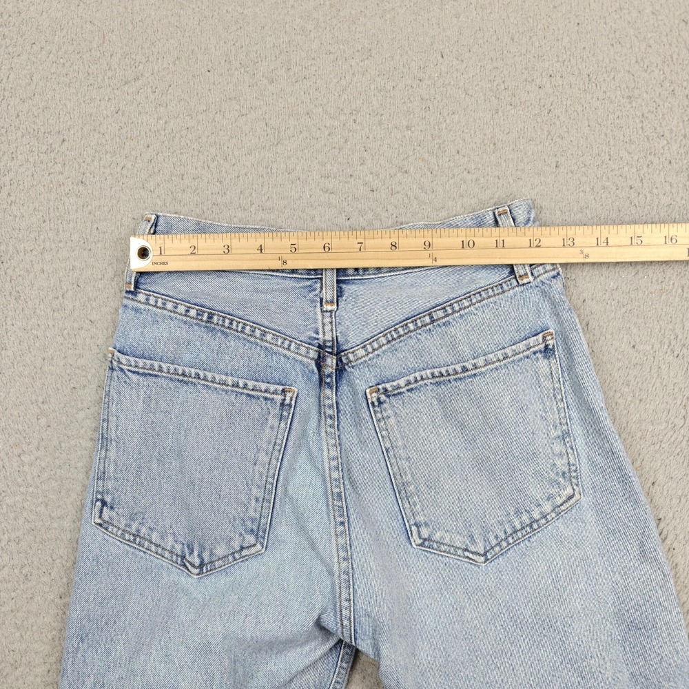 AGOLDE Riley Jeans Womens 25 Blue High Rise Straight Crop Raw Hem Button Fly - Picture 7 of 9